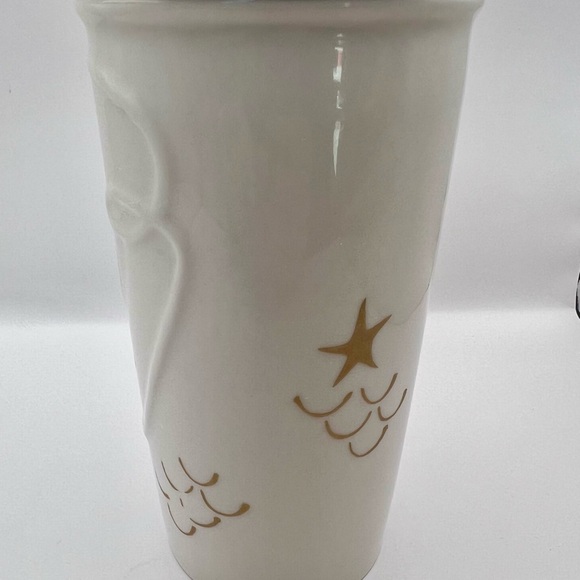 Starbucks Siren Ceramic Travel Mug with Gold Crown Lid 2016 - Picture 5 of 9
